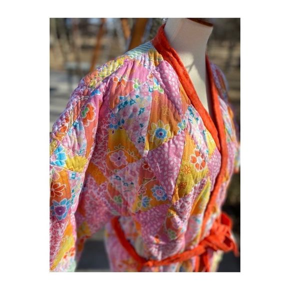 OOAK Vintage Boho Quilted Patchwork Housecoat - Picture 13 of 15